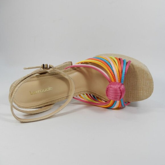 Larroude Valerie Knotted Satin Platform Sandals Sz 8.5 Multi 140MM Heel NEW $330 - Picture 12 of 16
